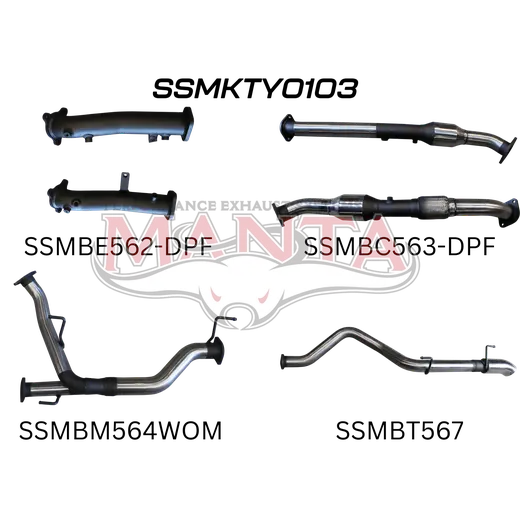 Toyota Landcruiser VDJ200 DPF 2.5in With Cat Pipe only, Dump Tip product image