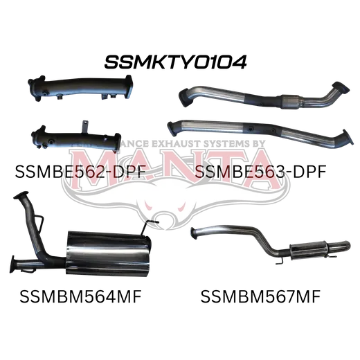 Toyota Landcruiser VDJ200 DPF 2.5in NO Cat Muffler Centre & Rear, Dump Tip product image