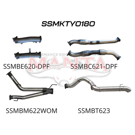 Toyota Landcruiser VDJ200 V8 DPF 3in Dual Turbo Back With Cats, NO MUFFLERS, 4in Tailpipe Exit product image