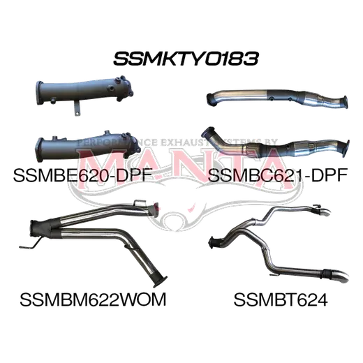Toyota Landcruiser VDJ200 V8 DPF 3in Dual Turbo Back With Cats, NO MUFFLERS, Exit L&R product image