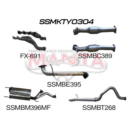 Toyota UZJ100 LANDCRUISER 4.7L V8 EXTRACTORS, CATS & 3in EXHAUST WITH CENTRE MUFFLER & REAR TAILPIPE product image