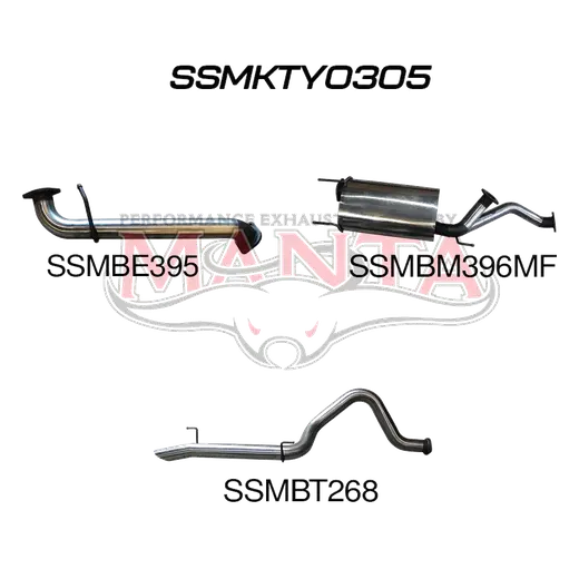 Toyota UZJ100 LANDCRUISER 4.7L V8 3in CAT-BACK EXHAUST WITH CENTRE MUFFLER & REAR TAILPIPE product image