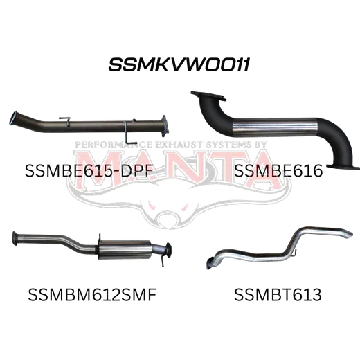 Volkswagen V6 Amarok 3in DUMP PIPE BACK With Resonator & Extended Tailpipe product image
