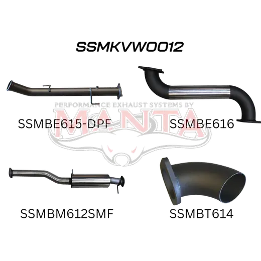 Volkswagen V6 Amarok 3in DUMP PIPE BACK With Resonator, Dump At Diff product image