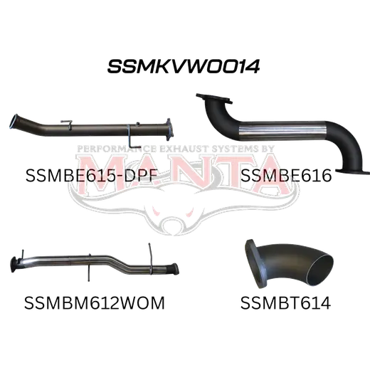 Volkswagen V6 Amarok 3in DUMP PIPE BACK Without Muffler Dump At Diff product image
