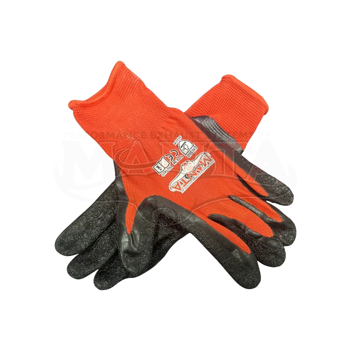 13G red polyester with black crinkle latex palm coated gloves. Medium product image