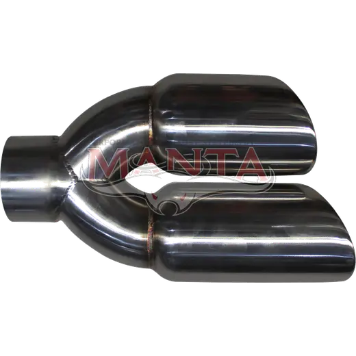 2 1/2in Inlet, Twin 3 1/4in Round Outlet, 10 1/2in Long, LHS Double Angle Cut, Polished Inner Cone product image