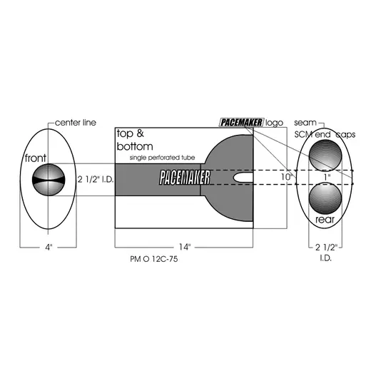 Pacemaker Muffler Oval 409 SS 14" Long x 10" Wide X 4" Tall 2 1/2" Single Entry  2 1/2" Twin Exit Double Skin product image