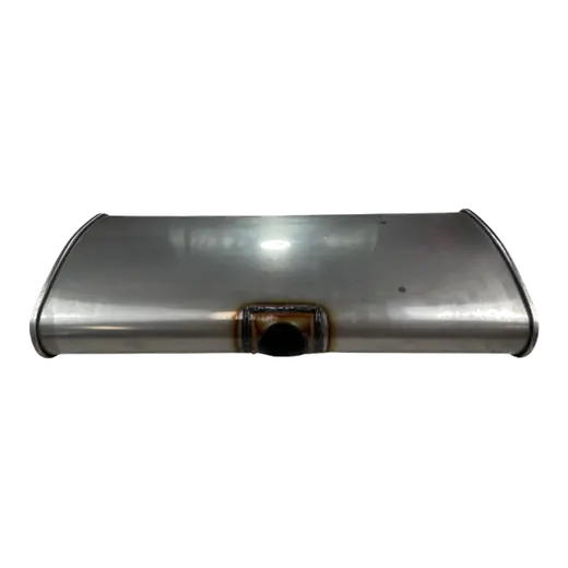 Centre Inlet Muffler  2.25" 12" x 4" , Twin Outlet  24" Long, 409 Stainless Steel, East-West Muffler product image