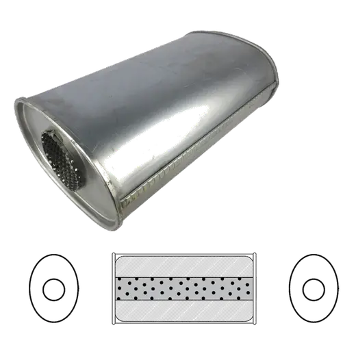 3" Redback Muffler 8" x 5" Oval, 10" Long Centre/Centre, Megaflow (No Spigots) product image