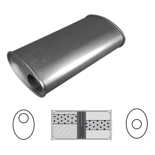 8" x 5" Oval, 14" Long, 3" Offset/Centre, Glass Packed - Chambered (No Spigots) product image