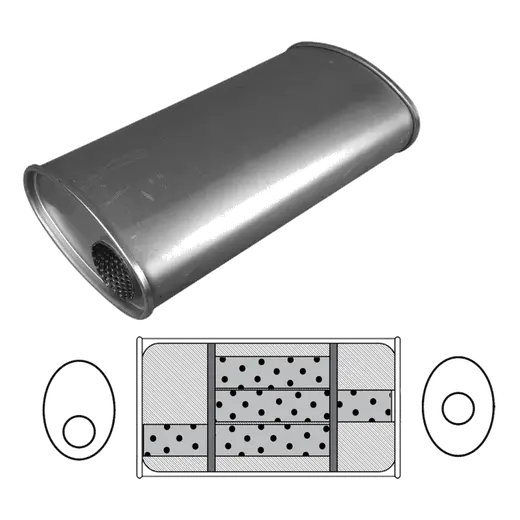 11" x 6" Oval, 20" Long, 2 1/4" Offset/Centre, Triflow (No Spigots) product image