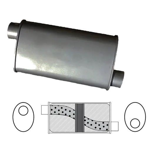8" x 4" Oval, 14" Long, 2" Offset/Offset, Glass Packed - Chambered product image