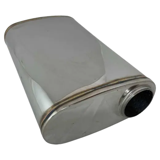 2 1 2 Megaflow Muffler in 304 Stainless Steel 9 X 4 Oval 14 Long Offset Centre product image
