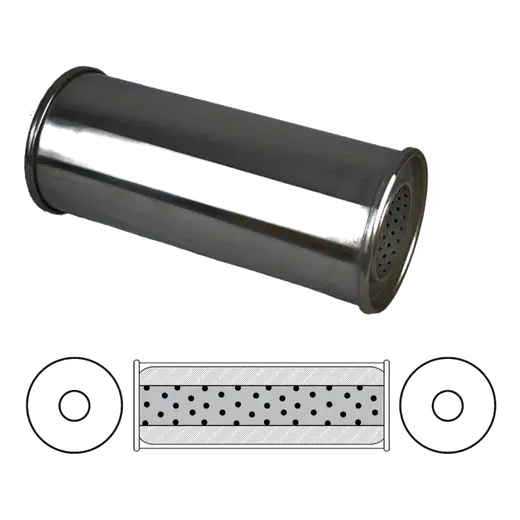 Redback Resonator 2.5" Inlet 5" Round, 12" Long Megaflow 304 Stainless product image