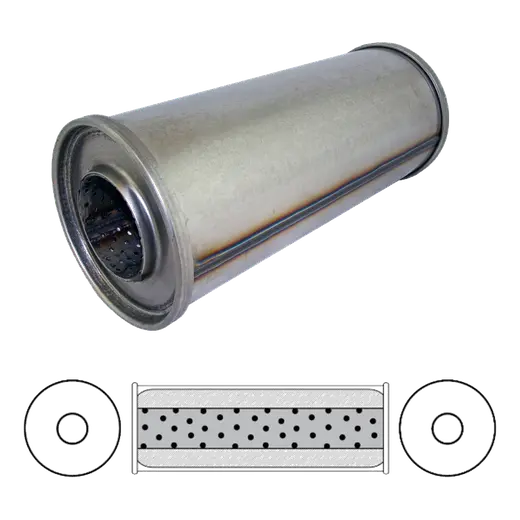 Redback Resonator 2.5" Inlet 5" Round, 12" Long Megaflow product image