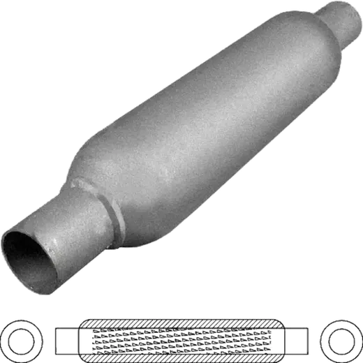 Hotdog 3" Round, 6" Long, 1 3/8" Inlet Louvered and Baffled With Spigo product image