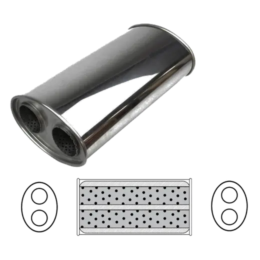 8" x 5" Oval, 16" Long, 3" Twin in/Twin out, Glass Packed product image