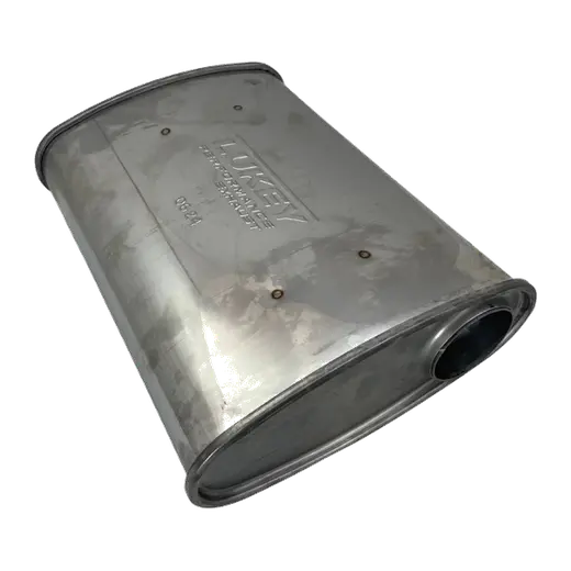 2.5" 10"x4" 14" Lukey Turbo O/O Triple Flow Muffler 430 Stainless Stee product image