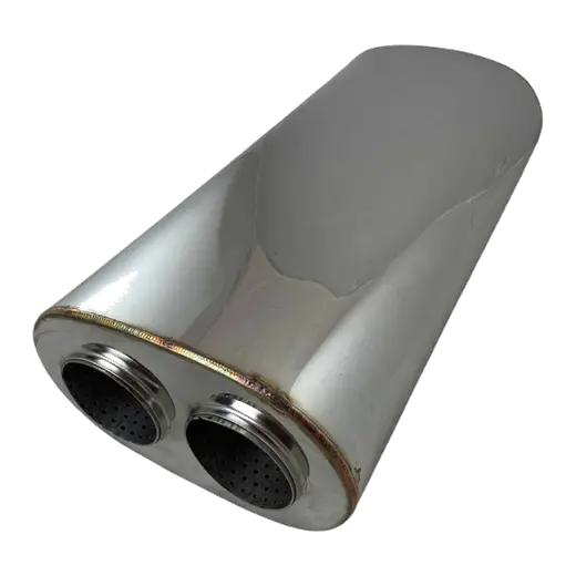 3.5" Inlet Twin 3" Outlet Stainless Performance Oval Muffler - 10" x 6 product image