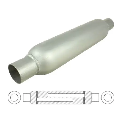 3 1/2" Round, 15" Long, 2", C/C, Spiral Louvered With Spigots Baffled, product image