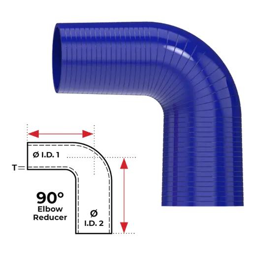 Redback Silicone Hose (2-1/2" in, 3" out) 90° Bend Reducer product image