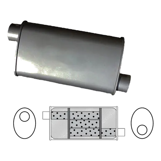 Redback Universal Muffler 8" x 4" Oval, 12" Long, 2" Inlet Offset/Offs product image