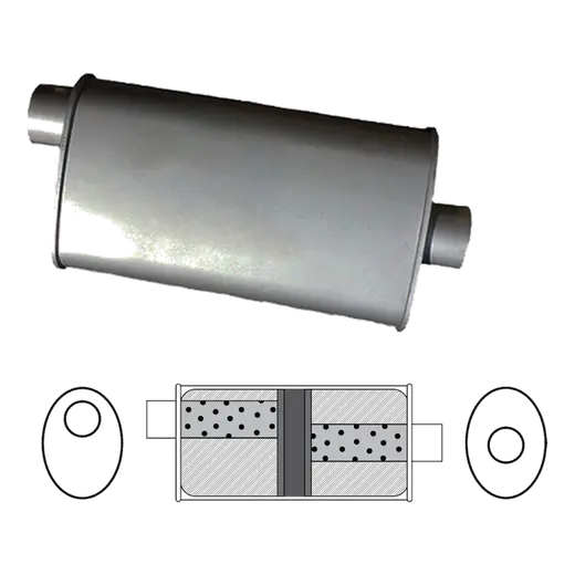8" x 4" Oval, 16" Long, 2" Offset/Centre, Glass Packed - Chambered product image