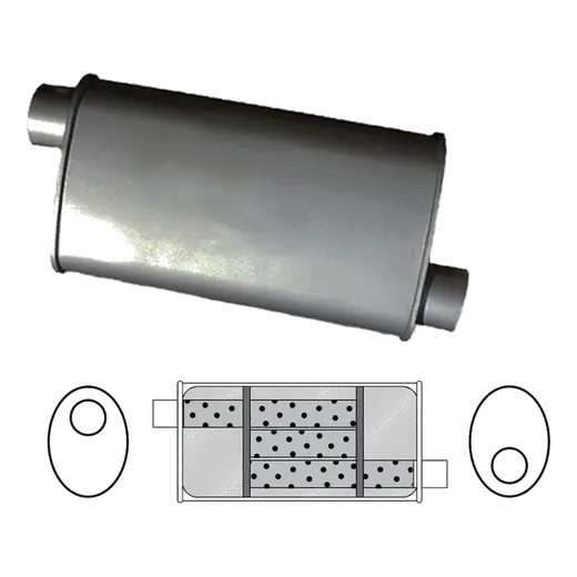 Redback Muffler 8" x 4" Oval, 16" Long, 2" Offset/Offset, Triflow product image