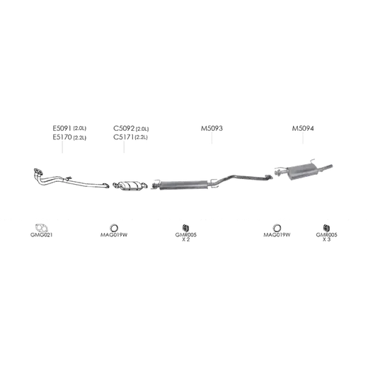 Unbranded Exhaust System for Holden Vectra (06/1997 - 03/2003) product image