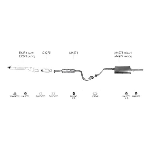 Unbranded Exhaust System for Daewoo Lanos (08/1997 - 03/2003) product image