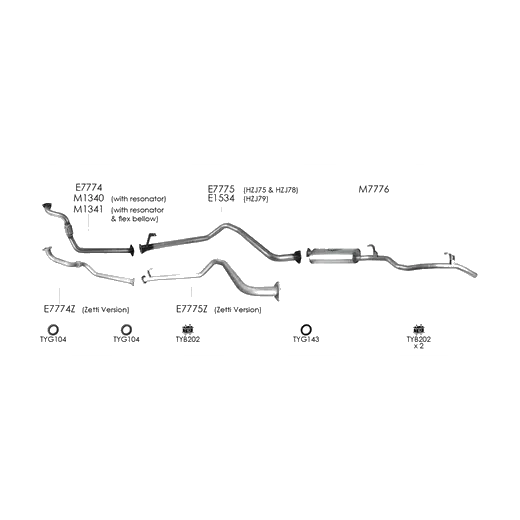 Unbranded Exhaust System for Toyota Landcruiser (10/1999 - 01/2007) product image