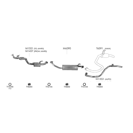 Unbranded Exhaust System for Toyota Landcruiser (01/1992 - 01/1998) product image