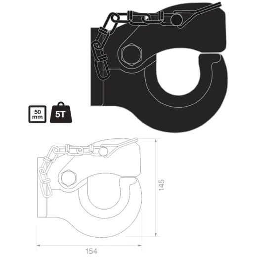 TAG 5 Tonne (5T) Forged Pintle Hook With Powder Coated ADR 62/02 Compl product image