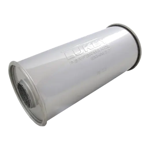 2" Inlet 5" Round 12" Long Megaflow Lukey Resonator 430 Stainless Stee product image