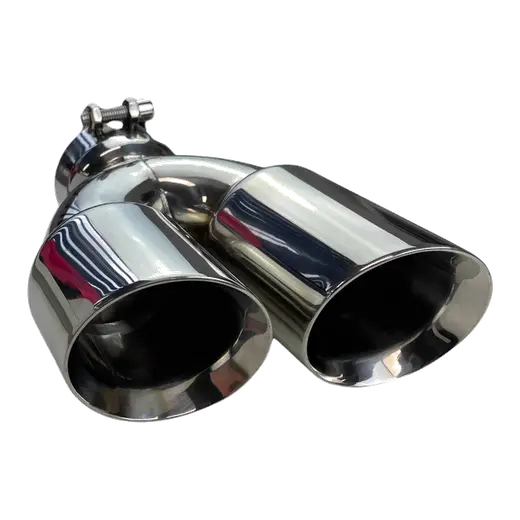 Dual 3 1/4" Outlet 3" Inlet Clamp on Exhaust Tip- Double Wall product image