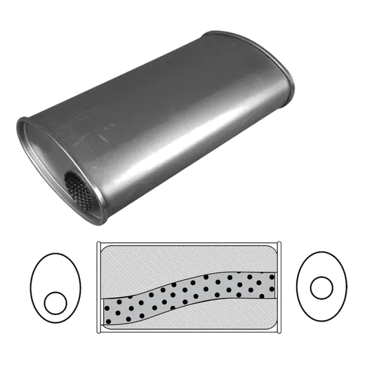 Redback Sports Muffler 9" x 4" Oval, 14" Long, 2", O/C , Mega Power, 409 Stainless, Unpolished product image