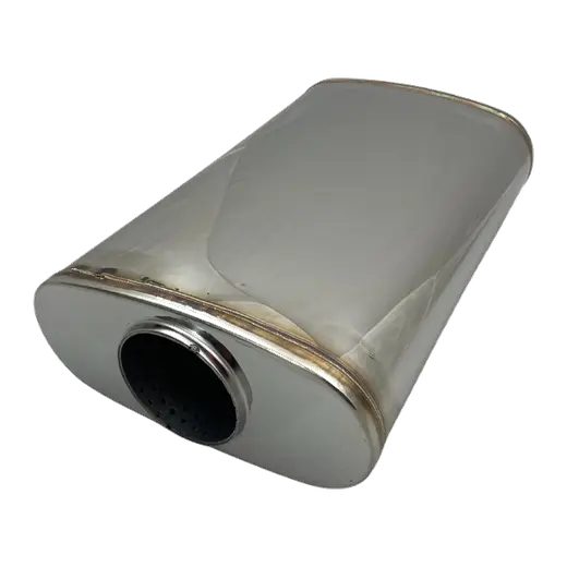 3" Stainless Steel Polished Performance Exhaust Muffler - 9 x 4" Oval, product image