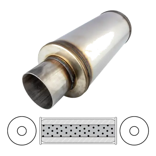 6" Round, 14" Long, 3 1/2", C/C, Mega Power, 409 Stainless product image