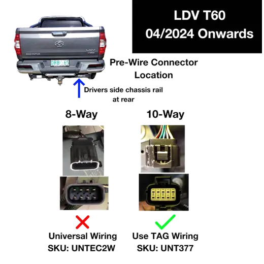 TAG Heavy Duty Towbar &amp; Direct Fit Wiring for LDV T60 &amp; T60 Max All Mo product image