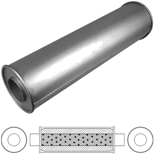 9" RD 44" LONG 4" Truck Muffler with Domed end product image