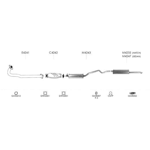 Unbranded Exhaust System for Daewoo 1 5I 07 1994 10 1996 product image