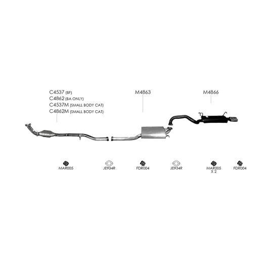 Unbranded Exhaust System for Ford Falcon 09 2002 09 2005 Fairlane 10 2005 12 200 product image