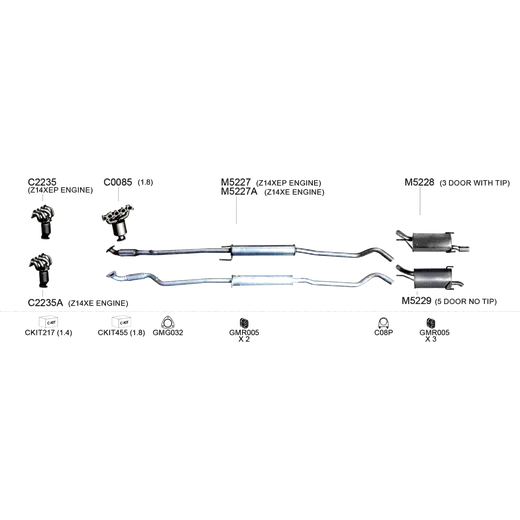 Unbranded Exhaust System for Holden Barina 01 2004 12 2006 product image