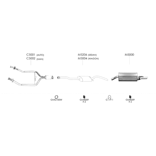Unbranded Exhaust System for Holden Commodore 09 2002 08 2006 product image