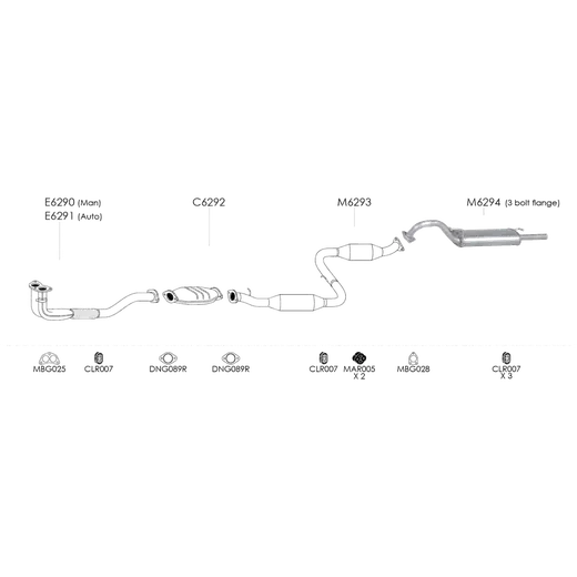 Unbranded Exhaust System for Hyundai Sonata 03 1989 02 1993 product image
