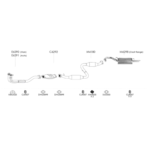 Unbranded Exhaust System for Hyundai Sonata 03 1989 02 1994 product image