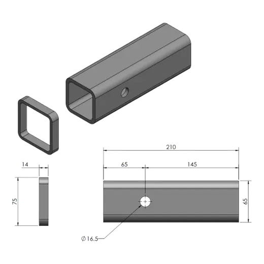 Class 4 Universal Weld In Towbar Hitch Box 50 x 50mm product image