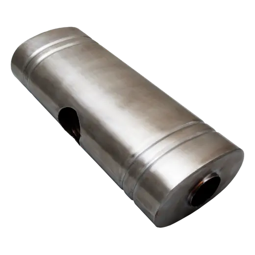 304SS OVAL MUFFLER 8"X 5"X 24"EAST WEST CENTRE 2.5" CENTRE INLET DUAL product image