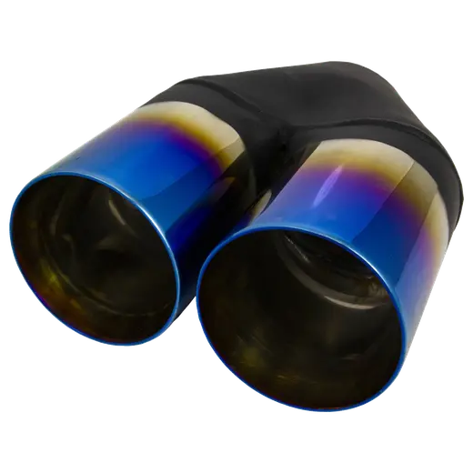 Y Piece 3 5 Exhaust TIP Titanium Blue Finish Double Wall Inline product image